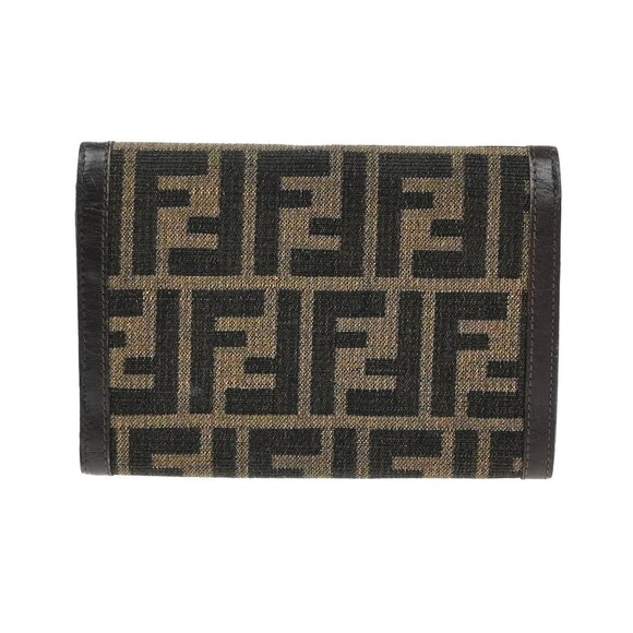 FENDI Logo Zucca Pattern Bifold Wallet Canvas Leather Brown Italy 01KA823 - Picture 3 of 16